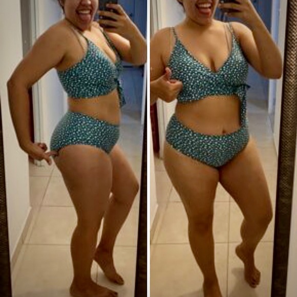 💚Green Floral Wrap High Waist Bikini Set 💚 - Picture 13 of 16